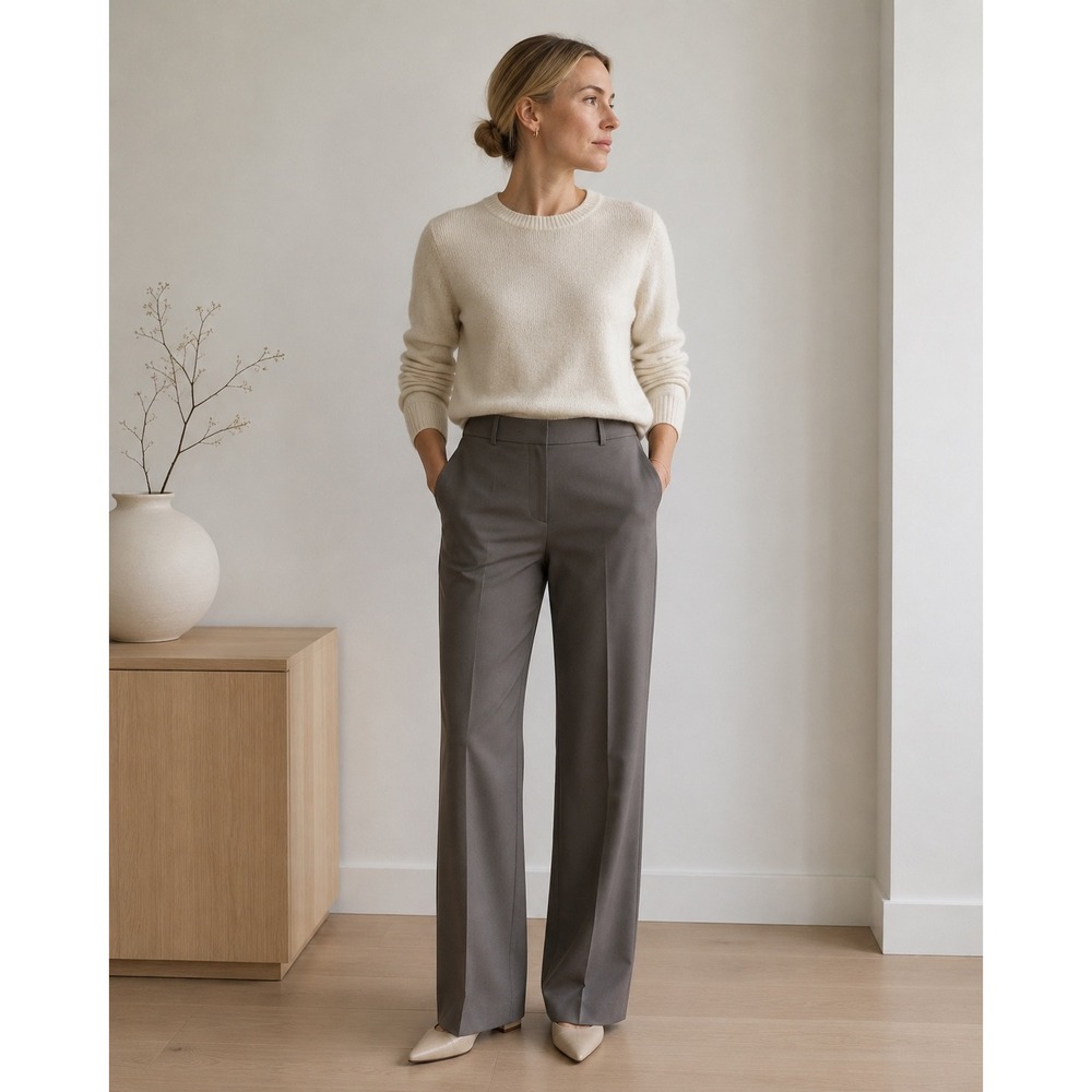 Lafayette 148 New York Barrow Wool Pants Gray Lead Straight Leg Size 8 NWT